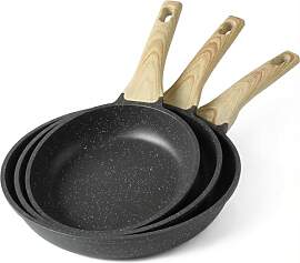 GiPP 3PCS Granit-Antihaft-Bratpfanne