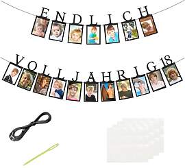 Girlande 18. Geburtstag Junge Schwarz - ENDLICH