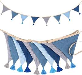 Girlande Wimpelkette Kinderzimmer, 2.6m Musselin