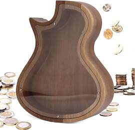 Gitarre Spardose, Transparente Holz Sparschwein,