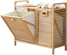 GIZNXBA Wäschekorb Holz Mit Einlegeböden,