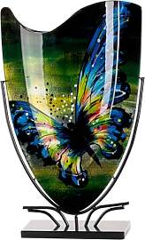 Glas Art Bodenvase Schmetterling - Glas - blau