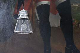 Glas-Hängelampe, Silbermetall, Industriestil,