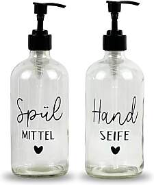 Glas Seifenspender 500ml - Schwarzer Pumpspender,