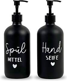 Glas Seifenspender 500ml - Schwarzer Pumpspender,