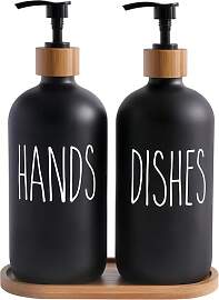 Glas Seifenspender Set, BIKALAN 475ml