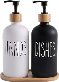 Glas Seifenspender Set, BIKALAN 475ml