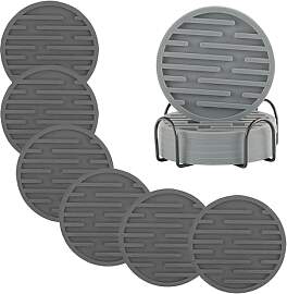 Glas Untersetzer mit Halter 6er-Set,