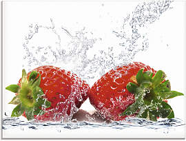 Glasbild ARTLAND "Erdbeeren mit