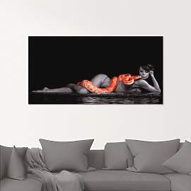 Glasbild ARTLAND "Frau in Wasser liegend mit