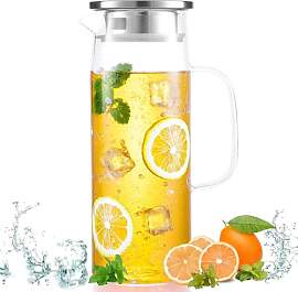 Glaskaraffe mit Deckel, 1,5 Liter Wasserkaraffe