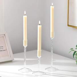 Glasseam Glas Kerzenständer Stabkerzen Klar: 3er