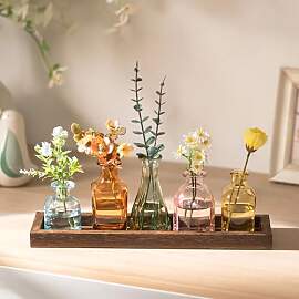 Glasseam Glas Kleine Vasen für Tischdeko: 5 Mini