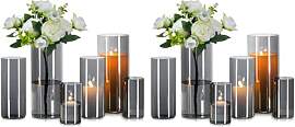 Glasseam Glasvase Zylinder Vase Grau: 12 Stück