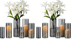 Glasseam Grau Glasvase Zylinder Vase Rund: 12er