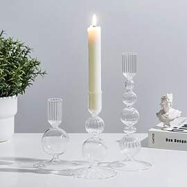 Glasseam Kerzenständer Glas Stabkerzenhalter
