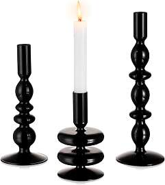Glasseam Kerzenständer Schwarz Stabkerzenhalter,