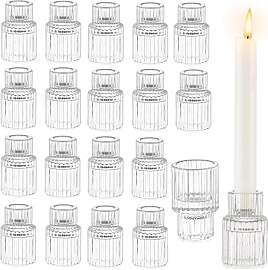 Glasseam Klar Kerzenständer Stabkerzen, 20er Set