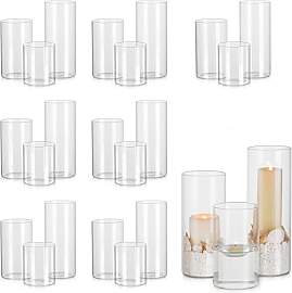 Glasseam Windlicht Glas Kerzengläser Groß: 24er