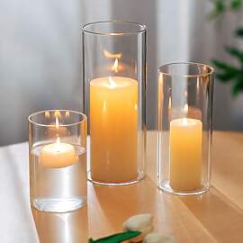 Glasseam Windlicht Glas Kerzengläser Groß: 3er