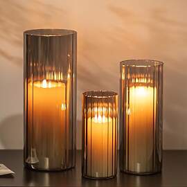 Glasseam Windlicht Glas Windlichter Schwarz: 3er