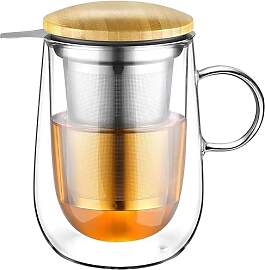 glastal 430ml Doppelwandige Glas Teetasse mit