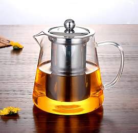 Glasteekanne mit Glas-Sieb und Deckel, 450ml