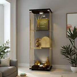 Glasvitrine mit LED Beleuchtung, Standvitrine mit