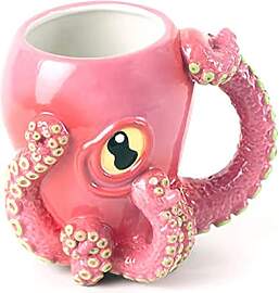 GLDOGO 3D-Oktopus-Keramiktasse, handgefertigt,