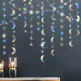Gleemix 4 M Glitzer Irisierend Silber Mond Sterne