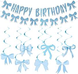 Gleemix Happy Birthday Girlande Blau mit Schleifen 