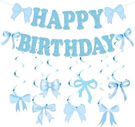 Gleemix Happy Birthday Girlande Blau mit Schleifen 