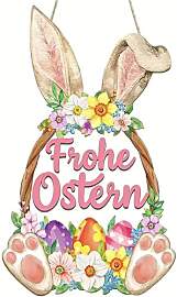 Gleemix Holz Türschild Frohe Ostern, Türschild