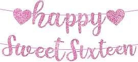 Glitter Happy Sweet 16 Birthday Banner Happy