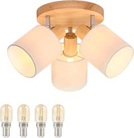 Glitzerlife Deckenstrahler 3 Flammig Rund Holz -