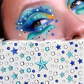 Glitzersteine Gesicht Sterne, 6 Blätter