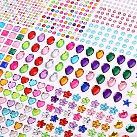 Glitzersteine Selbstklebend, 14 Blätter Bunt