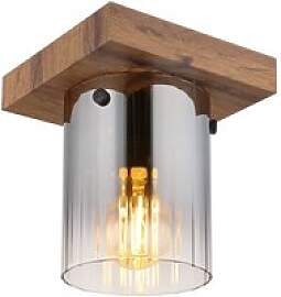 GLOBO Deckenleuchte dunkelbraun Rauch MDF Glas