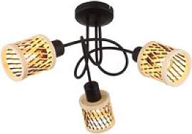 GLOBO LED-Deckenleuchte mattschwarz natur Bambus