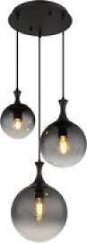 GLOBO LED Pendelleuchte Rauch mattschwarz Glas