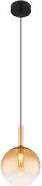 GLOBO Pendelleuchte amber schwarz Metall Glas H/D: 
