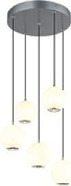 GLOBO Pendelleuchte Opal grau Metall Glas H/D: ca. 