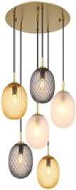 GLOBO Pendelleuchte Rauch gold schwarz Metall Glas 