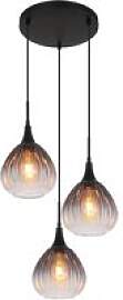 GLOBO Pendelleuchte schwarz Rauch Metall Glas H/D: 