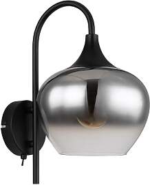 Globo Schwarz Wandleuchte Maxy mit Smoke Glas -