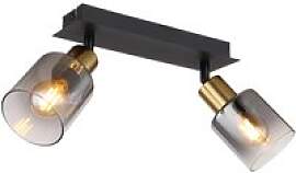 GLOBO Spot Hollsy schwarz Rauch Metall Glas B/H/L: 