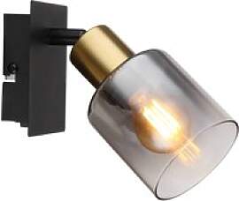 GLOBO Spot Hollsy schwarz Rauch Metall Glas B/L: