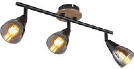 GLOBO Spot Mubby schwarz Rauch Metall Glas B/H/L: