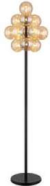 GLOBO Stehlampe amber schwarz Metall Glas H/D: ca. 