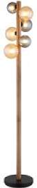 GLOBO Stehlampe dunkelbraun Rauch amber Holz Glas